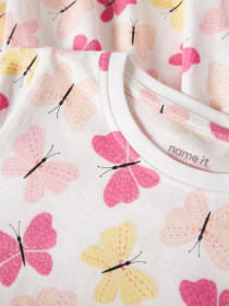 NAME IT Kjole Vigga Bright White Butterfly